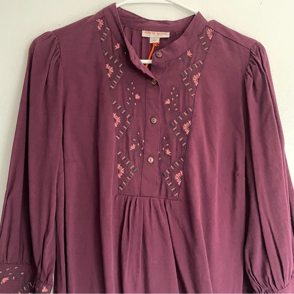 KNOX ROSE NWT Purple Embroidered Tunic Top - Picture 7 of 16